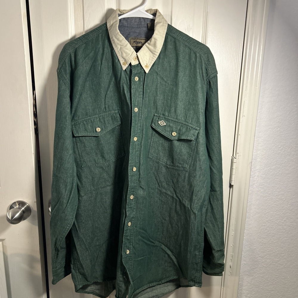 VTG 90s ROPER Western Button Shirt Men's Sz XL Green Cowboy